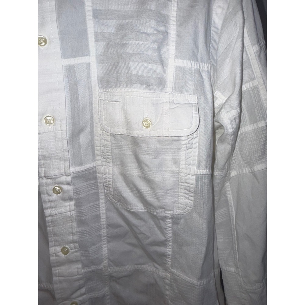 Polo Ralph Lauren Mens XL White Tonal Patchwork Custom Fit Button Down Shirt - Picture 7 of 8